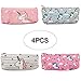 MOMOONNON 4PCS Cute Unicorn Cartoon Zipper Pencil Case Pouch Pen Holder Makeup Bag Organizer Canvas Stationery Storage Bag for Kids Girls