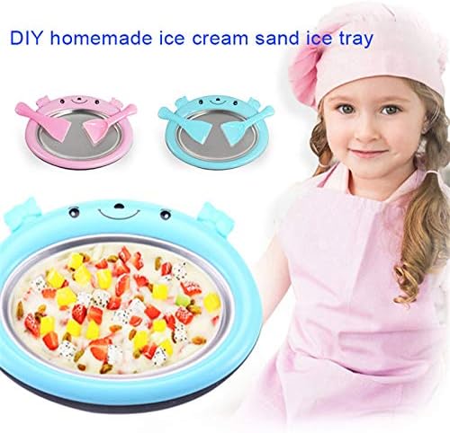 Instant Ice Cream Maker Yogurt Sorbet Gelato Ice Roll DIY Maker Pan for Kids (Blue)