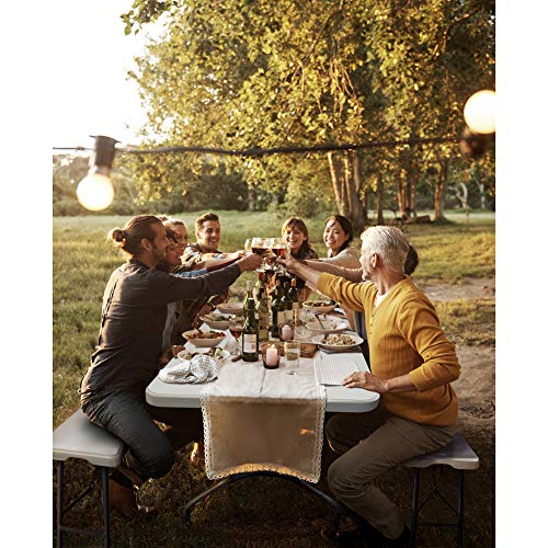 Plastic Development Group 806 Outdoor/Indoor 6 Foot Fold In Half Folding Banquet, Dining, Card Table, White - Thumbnail 4