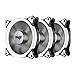 Pack of 3 Aigo Halo LED Ring Fan 120mm 12cm Sleeve Bearing 120mm LED Silent Fan for Computer Cases, CPU Coolers, and Radiators (120mm, Triple Pack White)