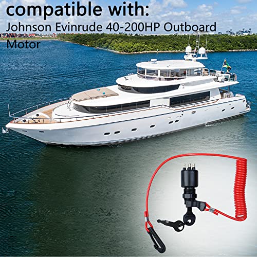 175974 Boat Key Ignition Switch With Safety Lanyard Kit Compatible With