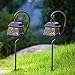 Maggift 22 Inch Hanging Solar Lights Multipurpose Shepherd Hook Lights with 4 Shepherd Hooks Outdoor Solar Coach Lights (2 Pack)