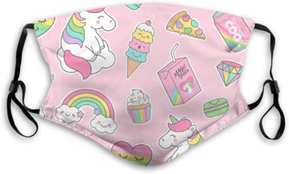 Dust Masks For Kids Ice Cream Cute Baby Unicorn Men Mouth Mask Face Mouth Mask With 2pcs Replacement Filters And Adjustable Ear Loops