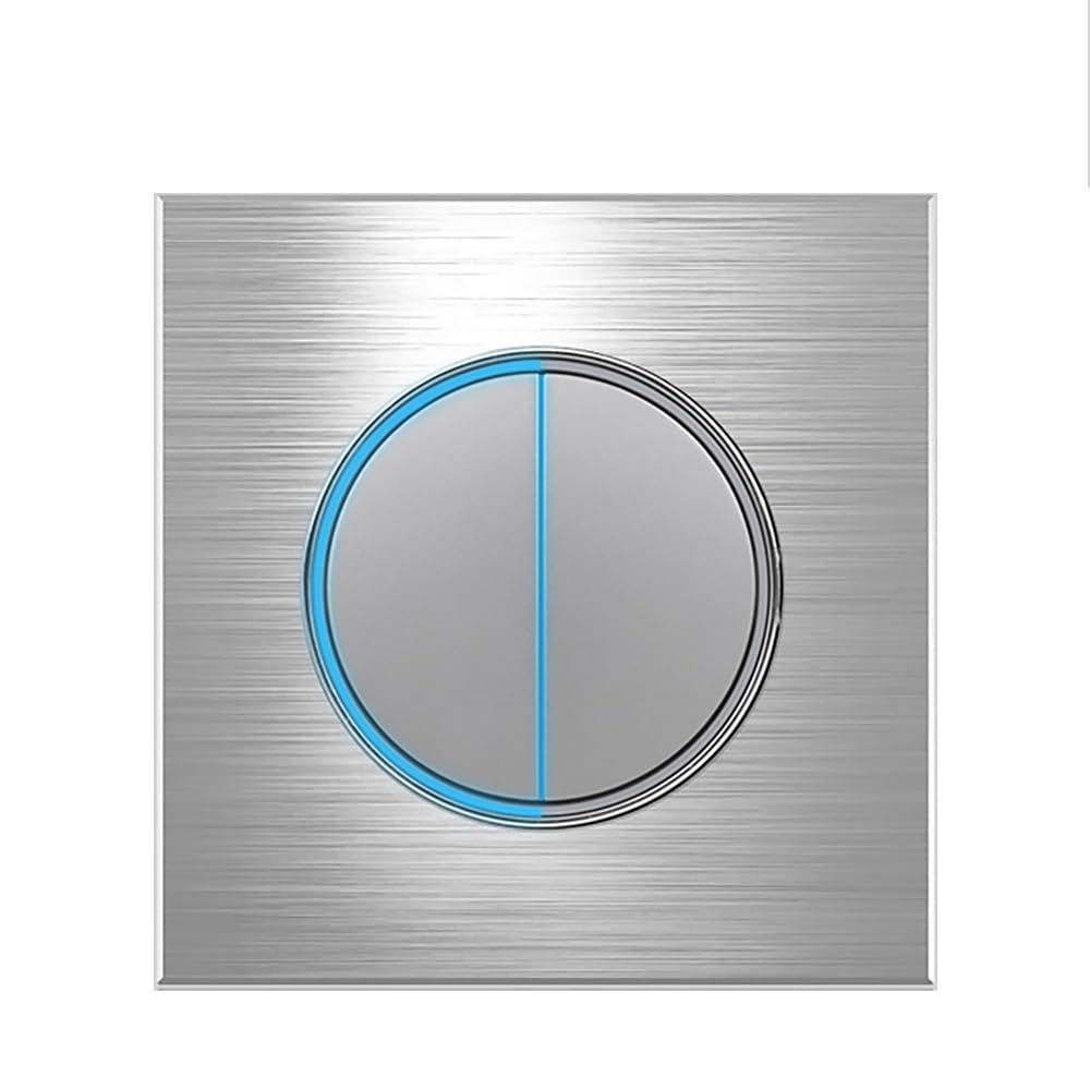 Circle 1/2/3/4 gang 2 way Push Button Wall Light Switch Glass Step Light LED Indicator (grey aluminum 2 gang 2 way) — image 1