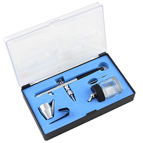OPHIR 0.35mm Dual-Action Airbrush Kit 12V Black Mini Airbrush Compressor Nail Art Cake (Black)