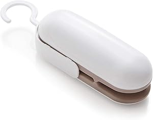 Mini Bag Sealer, Portable Heat Vacuum Sealers Plastic Sealer, Heat Seal Mini Food Sealer For Plastic Bags Food Storage 1 Pack (Brown)