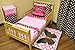 Bacati Butterflies/Ladybug Pink/Chocolate 4 Piece Girls Toddler Bedding Set, 100 Percent Cotton Includes Reversible Comforter, Fitted Sheet, Top Sheet and Pillow Case for US Standard Toddler Bed
