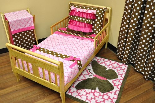 Butterfliers pink/chocolate 4 pc Toddler Bedding Set