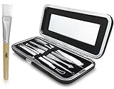 Loa Professional Blackhead Remover Tool - 5 Multifunctional Comedone Acne Extractor Kit - Treatment For Whitehead Pimple Blemish Zit Removal & Beauty Face - With Tweezers, Mirror & Free Facial Brush