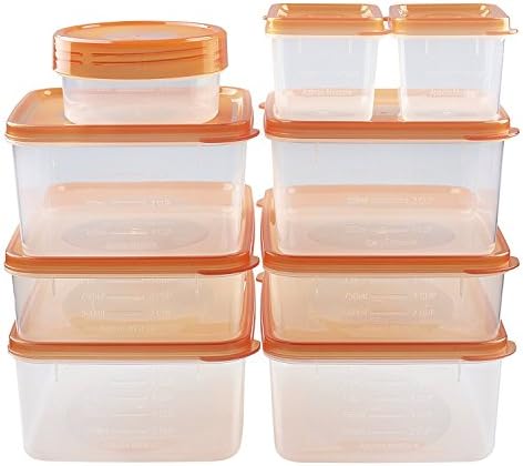 hölm BPA Free Reusable Square Food Storage Containers With Lids (Orange) – Leak Proof - Great For Meal Prep , Dressing, Baby or Gourmet Foods – 9 PCS Set