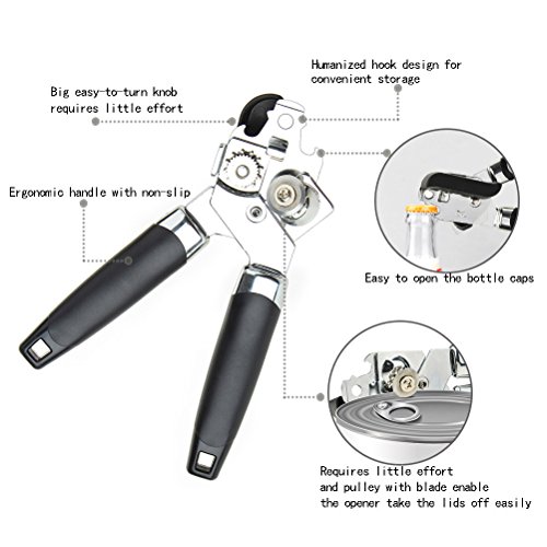 Color Scissor Can Opener, Stainless Steel Manual with Sharp Cutting