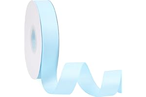 BOMYBAW Baby Blue 1" X 50 Yards Solid Color Double Faced Grosgrain Ribbon for Gifts Wrapping, Wedding, Party, Crafts, Hair Bows, Flowers, Home DIY Decor