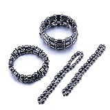 VIKI LYNN 2 Sets of Hematite Metal Magnetic Therapy Bracelets+2 Pcs of Magnetic Anklet