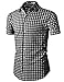 H2H Mens Casual Slim Fit Check patterned Short Sleeve Basic Shirts