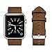 top4cus Genuine Leather iwatch Strap Replacement Band Stainless Metal Clasp, Compatible for 38mm 42mm Apple Watch Series 3 S2 S1 and Sport Edition (Breathable Brown, 42 mm)