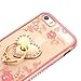 iPhone SE Case, iPhone 5S Case, Casesup Glitter Crystal Heart Floral Series - Slim Luxury Bling Rhinestone Clear TPU Case With Ring Stand For iPhone SE/5S/5, Rose Gold