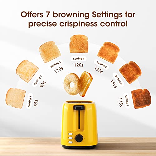 iSiLER 2 Slice Toaster, 1.3 Inches Wide Slot Bagel Toaster with 7 Shade