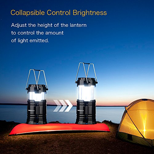 TANSOREN 2 Pack Portable LED Camping Lantern, [2018 UPGRADED][3-IN-1] Decorative Flame light Ultra Bright Flashlights with S and 6 AA Batteries Collapsible Survival Kit for Emergence, Outdoor - Thumbnail 4