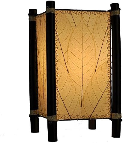 Eangee Home DesignFortune Table Lamp Natural Shade Made of Real Cocoa Leaves 9 Inches Length x 9 Inches Width x 15 Inches Height (395 t n)