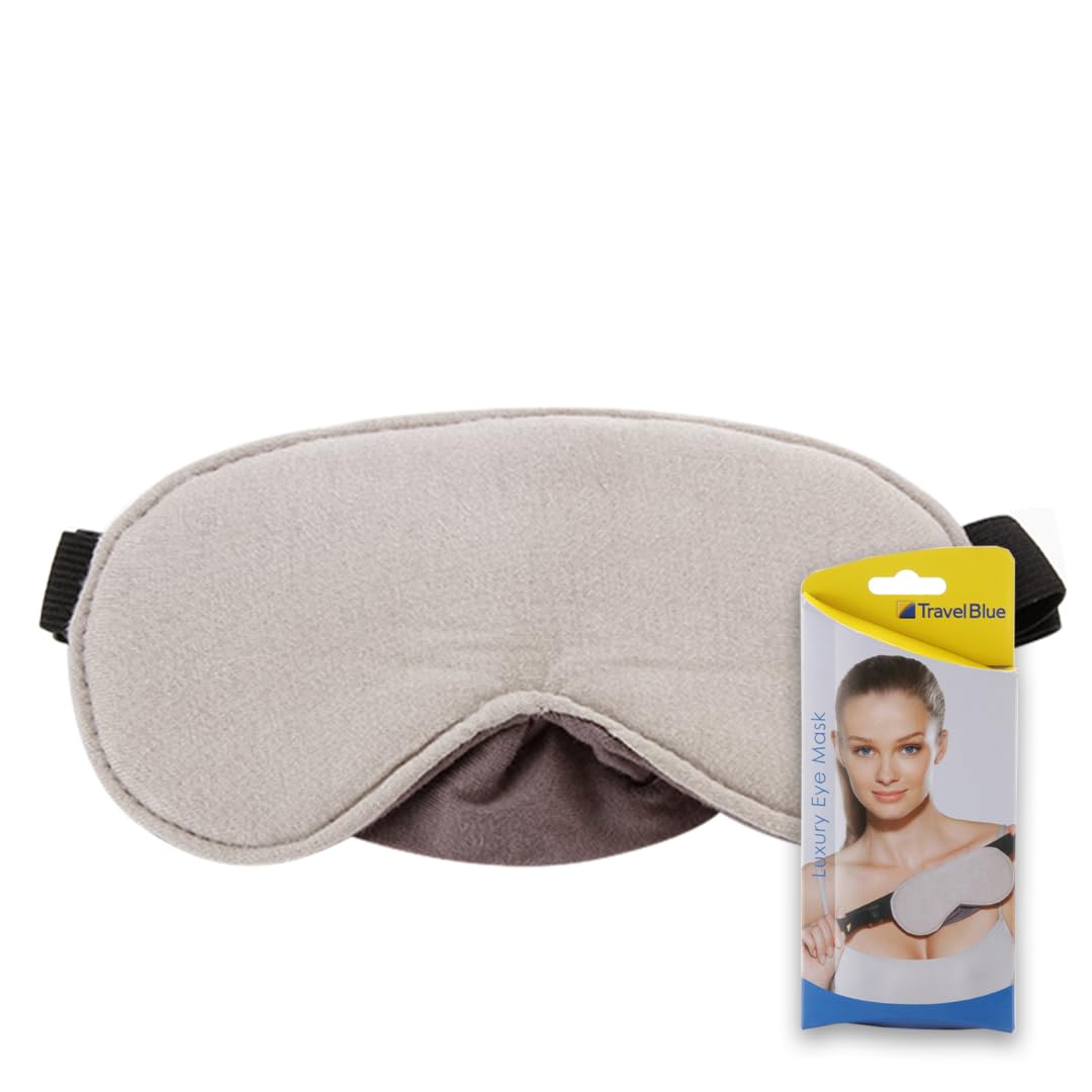 Travel Blue Luxury Sleep Mask - Luxuriously Soft Eye Mask for Sleeping, 100% Cotton, Gently Padded, Blocks Light, Elasticated Strap with Easy Release Buckle for Comfort and Relaxation