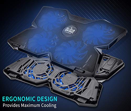 Alien Studio Laptop Cooling Pad – Slim Fan Laptop Stand - 4 Super Silent USB Cooling Fans, 2 Extra USB Ports, Non-Slip Base, Adjustable Tray Height, Compatible with 12-17 in Laptop, Notebook, MacBook - Thumbnail 5