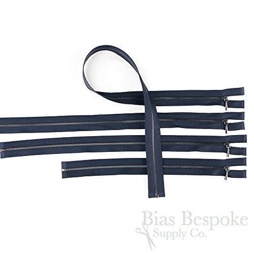 Tiny Teeth (#1) Gunmetal & Navy Blue Open End Zipper, 22