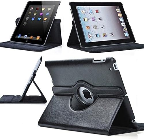 San Pareil, Apple  iPad   MINI4 , 360-Degree Rotating Hard Folio Case(Black) with Tablet Stand and Camera Hole, Made of PU Leather, with Extra Strong Back( Ipad  Mini 4 only)
