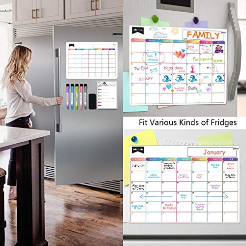 SIMAVO Dry Erase Calendar Whiteboard. Set of 2 Calendars for