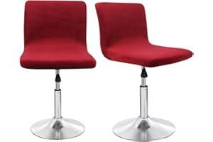 SONNACH Bar Stool Covers, Velvet Barstool Slipcovers with Back, Slipcovers for Short Stool (2, wine red)
