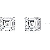 Geelein 2 Carat Emerald Stud Earrings 925 Sterling Silver Cubic Zirconia Earrings CZ Cute Hypoallergenic for Women Men
