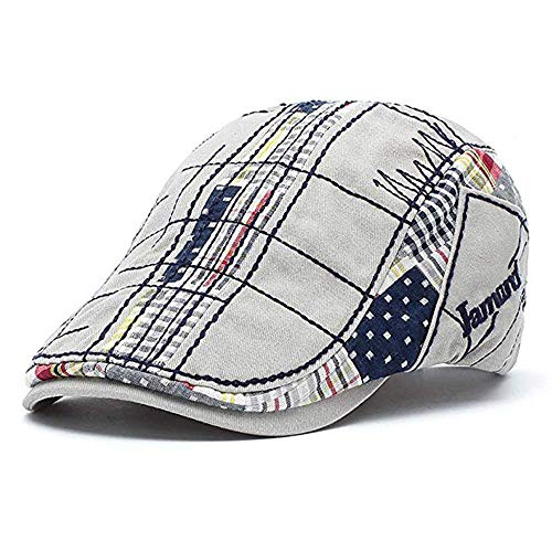 Men Beret Hat Cotton Buckle Adjustable Newsboy Hats Cabbie Gatsby Cap,Grey #12945 - Thumbnail 7