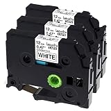Labelife Compatible Label Tape Replacemement for Brother P Touch TZe Tape 12mm 0.47 Inch Laminated Black on White TZ Tape TZe-231 for P-Touch PT-D200 PTH110 PT-D210, 1/2 Inch x 26.2 ft, 3-Pack