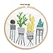 Unime Full Range of Embroidery Starter Kit with Pattern, Cross Stitch Kit Including Embroidery Cloth with Color Pattern, Bamboo Embroidery Hoop, Color Threads, and Tools Kit (Cactus)