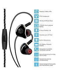 Auriculares Bluetooth en la oreja con aislamiento de ruido a prueba de sudor híbrido Banlance Armature con auriculares dinámicos in ear HiFi Bass w Mic, Bluetooth 4.2 Deporte Earphon