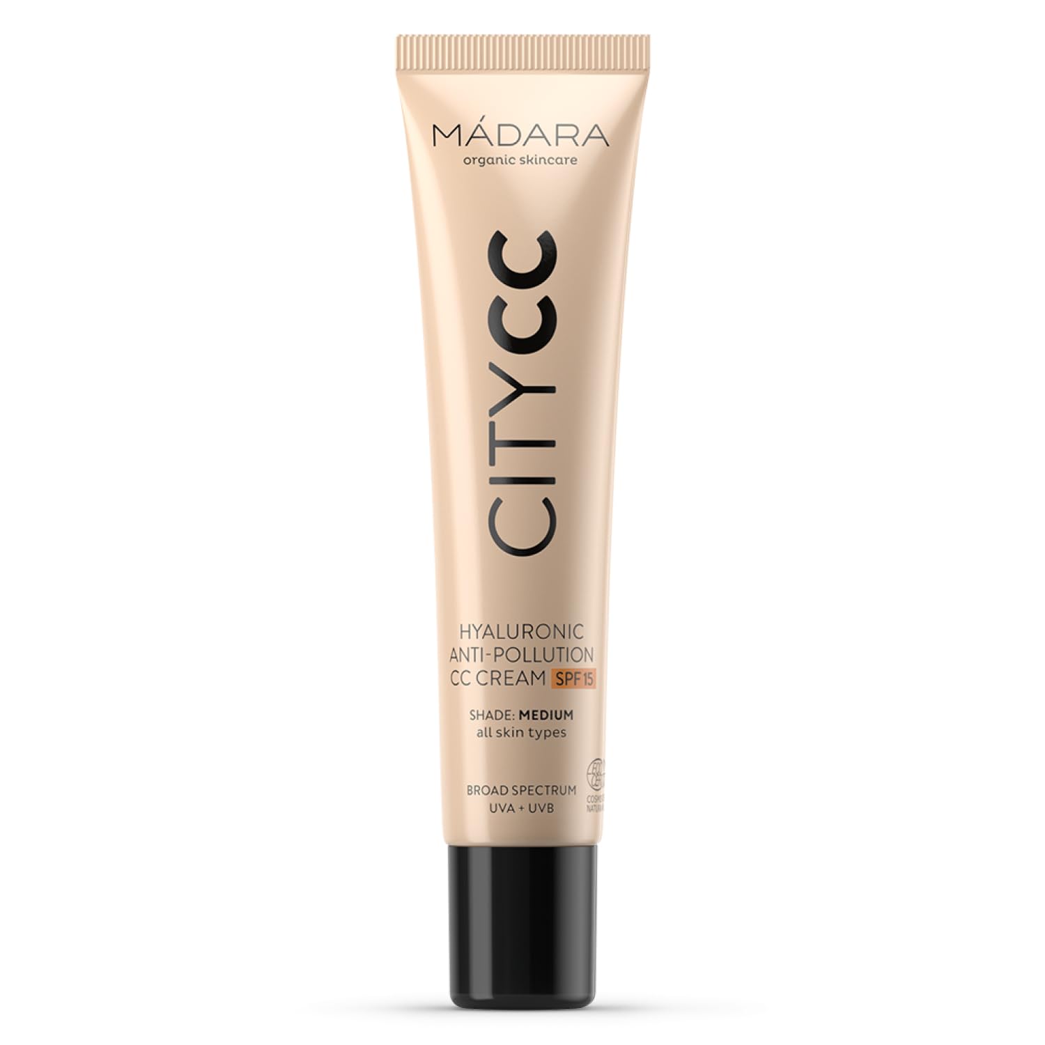 MÁDARA CC Cream Colour Corrector - Anti-Pollution CC Cream Foundation SPF15 MEDIUM BEIGE - 40ml, With hyaluronic acid & mineral UVA/UVB sunscreen, Lightweight natural colour, COSMOS Natural certified