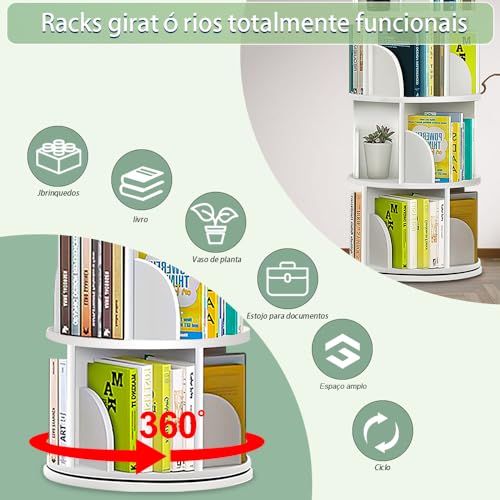 Estante Giratória, 5 Andares Estante Giratória Livros, 160 * 40cm, 360° - Livreiro de Piso para Organização e Decoração de Casa, Quarto e Escritório