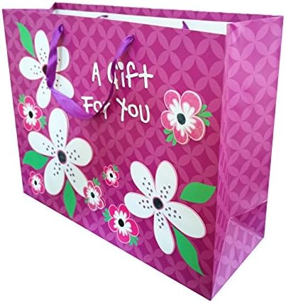 4-Pack Large Premium Quality Gift Bags (4, purple flower)