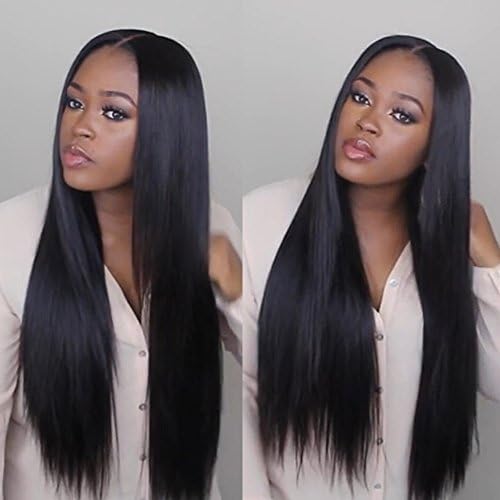 Ninilady Glueless Lace Front Wigs Human Hair With Baby Hair 8A Brazilian Virgin Hair Straight Pre Plucked Full Lace Human Hair Wigs for Black Women Bleached Knots 360 (18inch, 150% Lace Front)