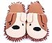 HomeTop Plush Fluffy Cute Animal Microfiber Mop Cleaning House Slippers, Shoes for Women 8-9 (L, Brown/White Dog)