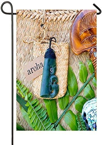 Nz Maori Theme - Toki Tiki Pounamu Greenstone and Patu Garden Flags Let You Celebrate Every Season (Spring Celebration).