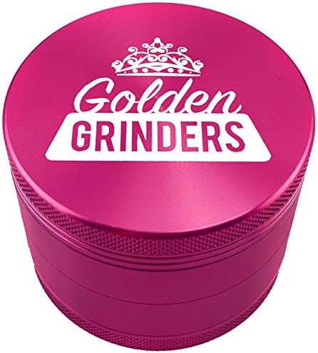 Golden Grinders (Pink) 2.5 inch 4 Layer Herb Spice Weed Tobacco Grinder Pink Aluminum Metal Pollen Catcher 2.5 inch 4 Layer
