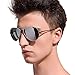 MT MIT Classic Aviator Polarized Mirrored Lens Metal Frame UV400 Sunglasses for Men Women(Silver)