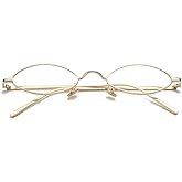 COASION Vintage Small Oval Aesthetic Sunglasses Retro for Women Men Hippie Cool Metal Frame Sun Glasses