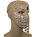Gold Red Gem Belly Dance Costume Headwear Coins Face Mask Veil Tribal Bedouin Burka Burqa,Gold, One Size