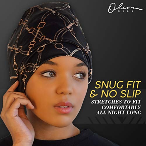 Satin Lined Sleep Cap Silk Feel Sleeping Satin Lined Sleep Cap Silk Feel Sleeping