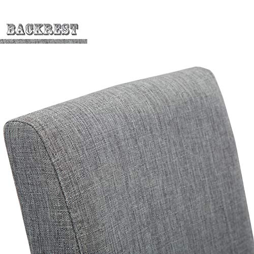Upholstered Dining Chairs with Solid Wooden Legs, Modern Stylish Fabric Padded Parsons Chairs Set of 4 (Gray)