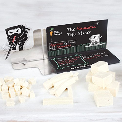 Raw Rutes - Samurai Tofu Slicer Guide for Cutting Tofu into Perfect Cubes or Slices - Made in The USA from Stainless Steel! Specialty Frosted Finish - Dishwasher Safe!