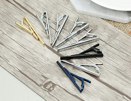image for Yadoca 8 Pcs Tie Clips Set for Men Tie Bar Clip Black Silver-Tone Gold