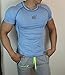 Jed North Men's Bodybuilding Workout Short Sleeve Tee Slim Fit T Shirt for Gym Aqua Blue Medium