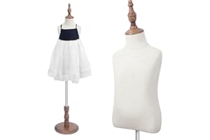 Kids Mannequin Dress Form with Wooden Base, Mannequin Child Display Body Bust Forms Maniki, 4-5 Years Old, Brown